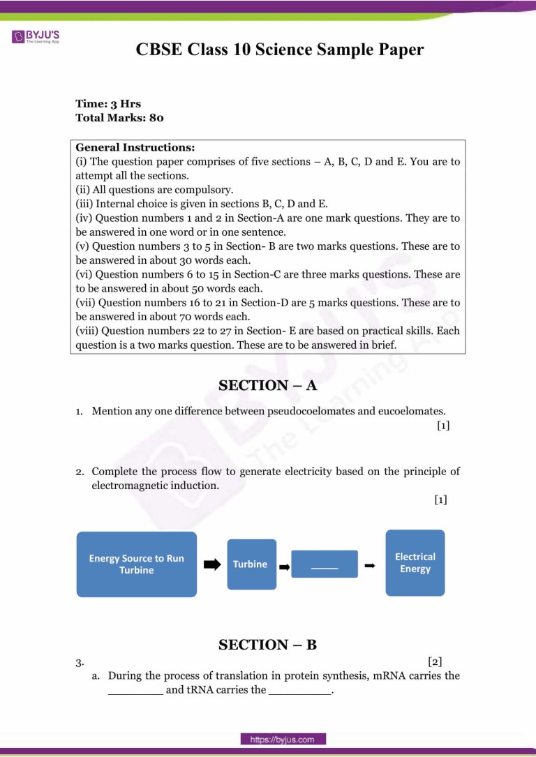 cbse class 10th science paper