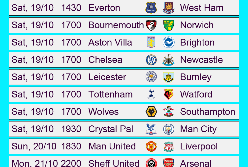 epl fixtures