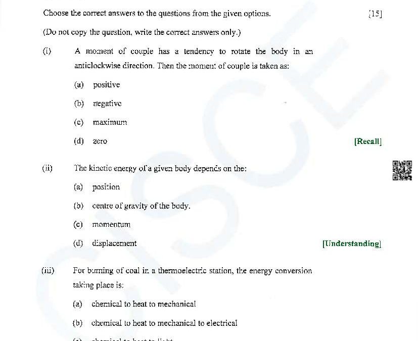 icse class 10th physics paper