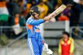 Abhishek Sharma in action during India's T20I series against New Zealand