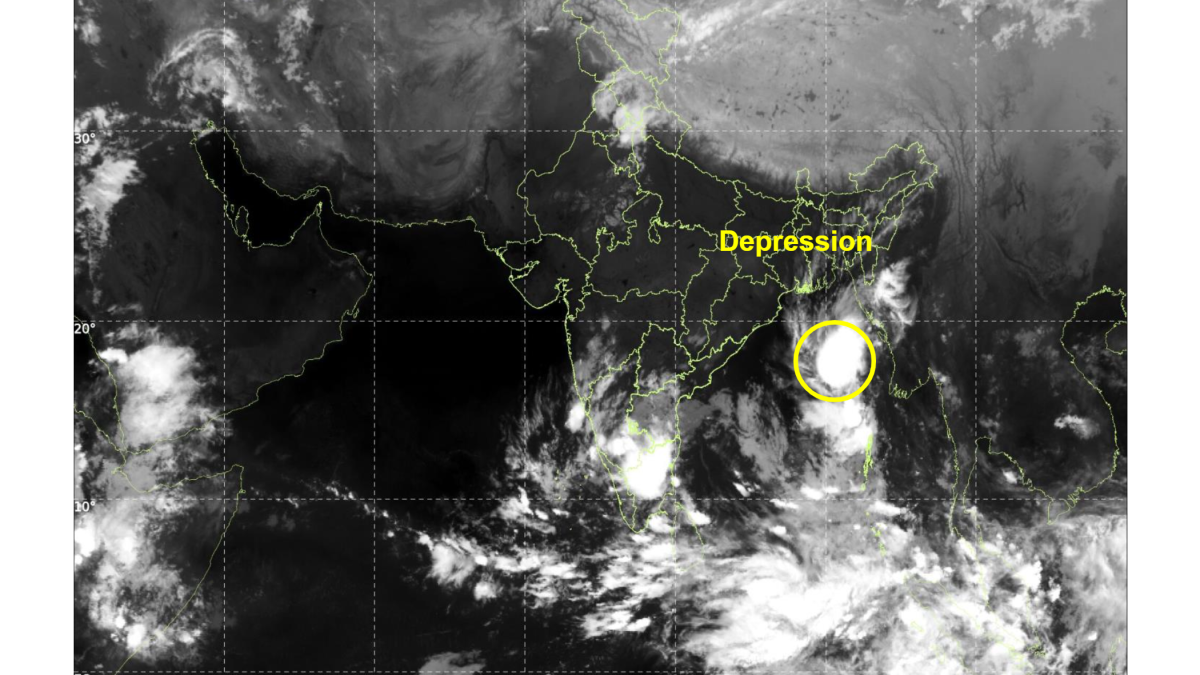 IMD satellite image showing the depression over the Bay of Bengal on October 24, 2026