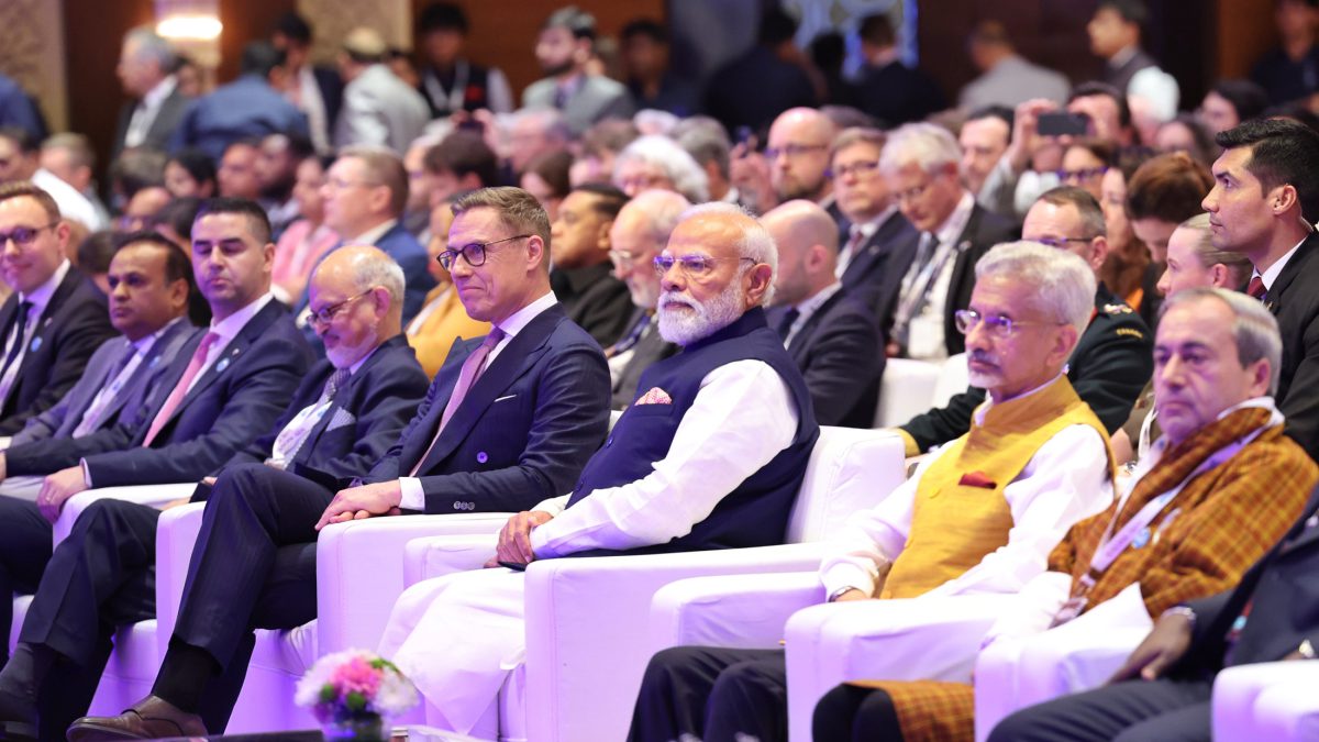 File photograph of Prime Minister Narendra Modi with Finland's President Alexander Stubb at the Raisina Dialogue in March 2026