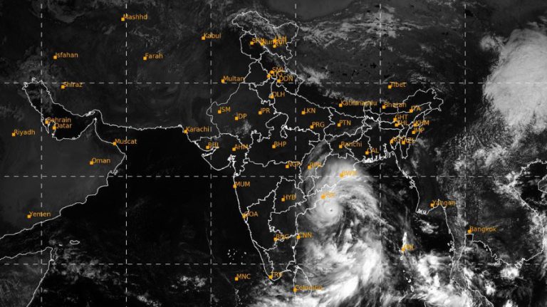 IMD satellite image of Cyclone Arnab approaching the Andhra Pradesh coast
