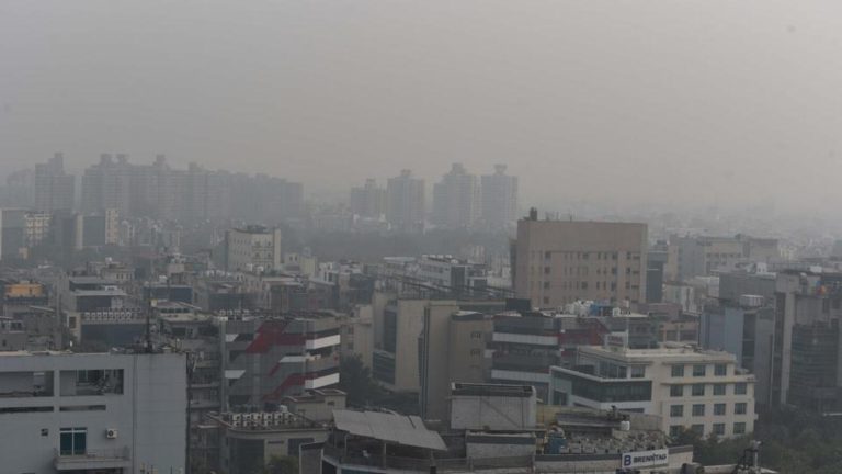 Haze and smog over Delhi's urban skyline
