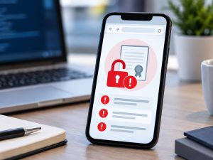 Digital certificate and cybersecurity technology illustration