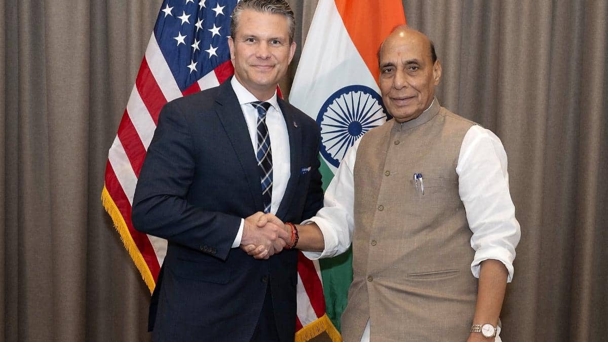 Defence Minister Rajnath Singh meeting US Secretary of War Pete Hegseth