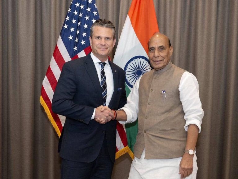 Defence Minister Rajnath Singh meeting US Secretary of War Pete Hegseth