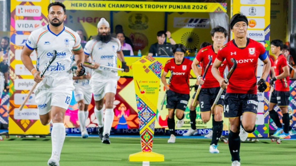 India and Japan players during the 4-1 Asian Champions Trophy match in Jalandhar on 30 October 2026