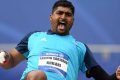 Indian para-athlete Sachin Sarjerao Khilari competing in shot put
